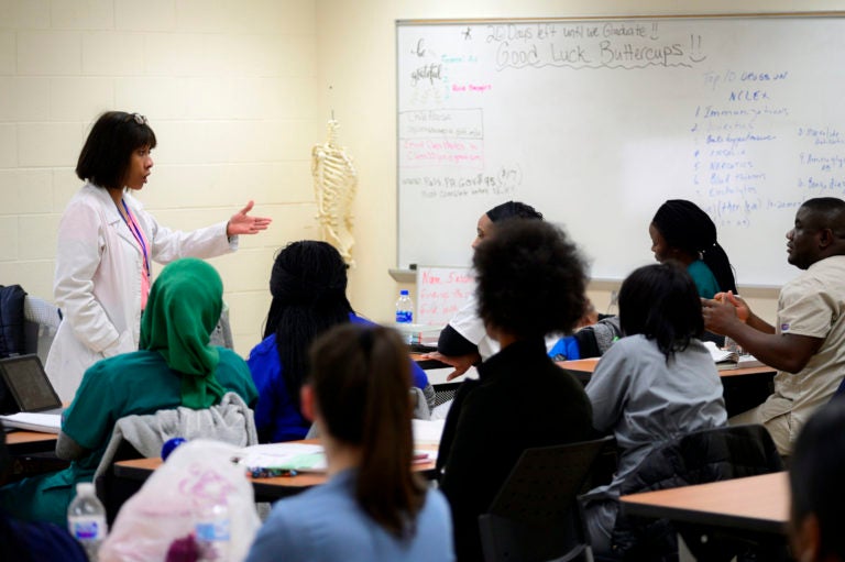 Students attend a nursing class at a school in Delaware County that's garnered an esteemed distinction. (Bas Slabbers for Keystone Crossroads)