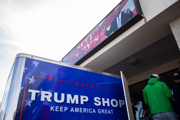 The Trump Store in Bensalem saw large crowds of shoppers on Presidents Day Weekend. (Becca Haydu for WHYY)