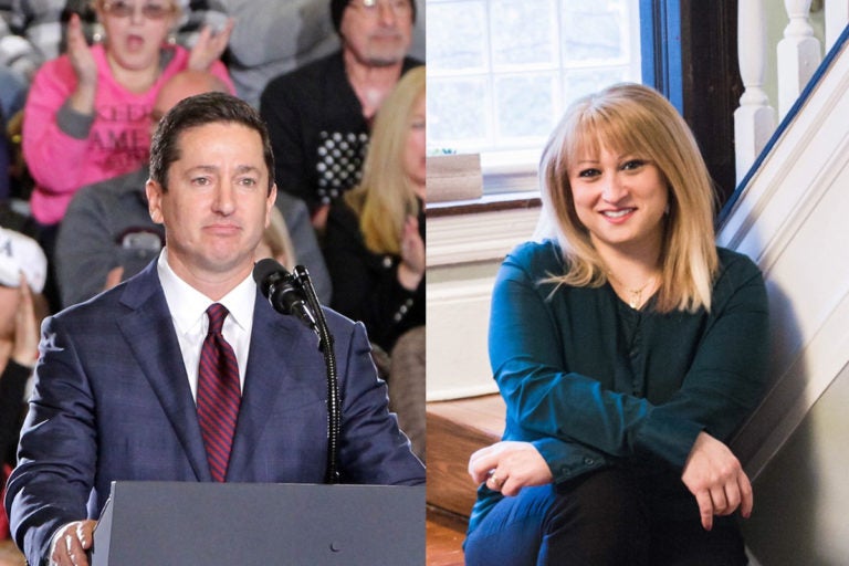 Republican candidates for U.S. Congress in New Jersey's 3rd Congressional District David Richter and Kate Gibbs. (Richter, WHYY file photo/Gibbs, provided by the candidate)