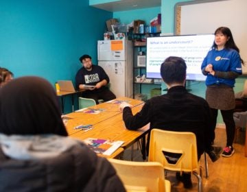 Stephanie Sun and Sarun Chan co-facilitated the Census Champion workshop at the Cambodian Association of Greater Philadelphia on Saturday. (Becca Haydu for WHYY)