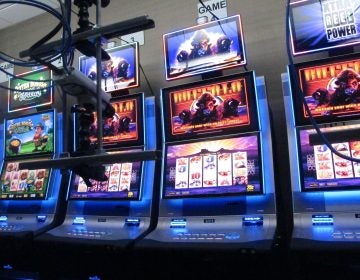 Slot machines in a secure room at the Hard Rock casino in Atlantic City N.J. that have been connected to the internet as part of a new product offering. The technology lets people use the internet to gamble on real-life slot machines that are inside the casino. (Wayne Parry/ AP Photo)