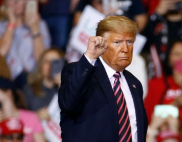 President Donald Trump gestures as he walks offstage after speaking at a campaign rally, Friday, Feb. 21, 2020, in Las Vegas. (Patrick Semansky/AP Photo)