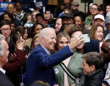 Democratic presidential candidate former Vice President Joe Biden takes photos with supporters at a campaign event at Saint Augustine’s University in Raleigh, N.C., Saturday, Feb. 29, 2020. (Gerry Broome/AP Photo)