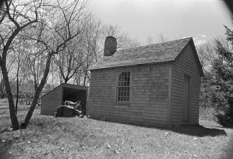 This is a reproduction of the Thoreau cabin on the property of Roland W. Robbins in Concord, Mass., former president of National Thoreau Society, May 12, 1971. (AP Photo/Frank C. Curtin)