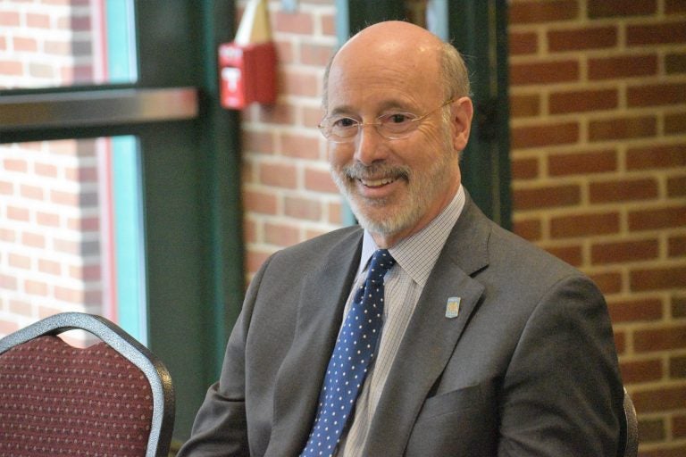 Gov. Tom Wolf listens during a discussion at Carlisle High School in Cumberland County on Feb. 5, 2020. (Ed Mahon/PA Post)