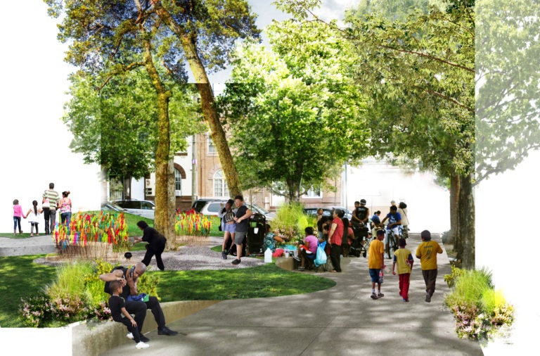 Mifflin Square neighbors have been imagining the park they want for four years. Now that dream, conceptualized in the rendering above, is being designed in partnership with the city. (Courtesy of SEAMAAC & HECTOR)
