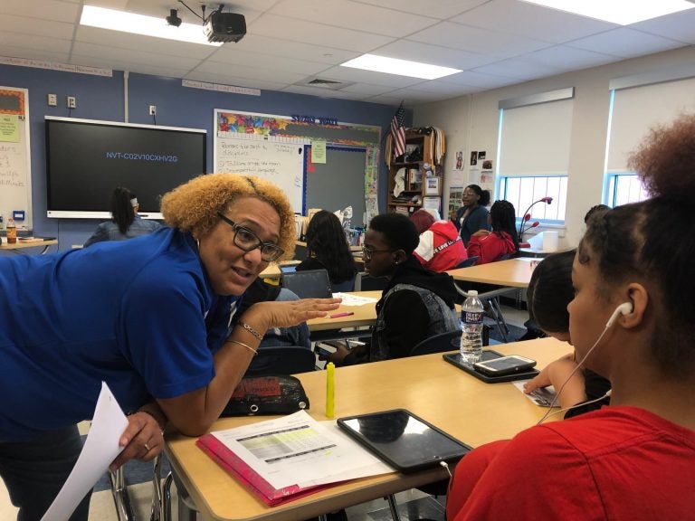 Ronda Laws teaches math at Howard High School of technology, a vocational school in Wilmington, Del.
 (Cris Barrish/WHYY) 