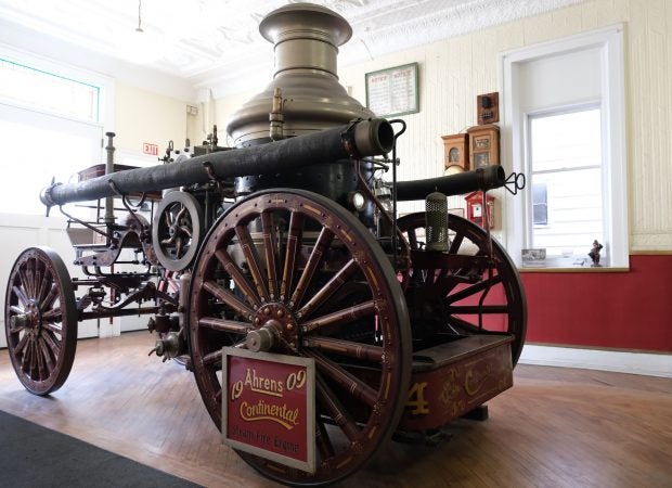 A 1909 Ahrens Continental steam fire engine is displayed at the Schuylkill Historical Fire Society in Shenandoah, Pennsylvania. (Matt Smith for Keystone Crossroads)