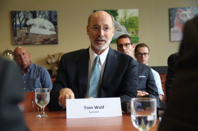 Gov. Tom Wolf hosted a roundtable discussion in Beaver County in 2016 to tout the benefits of the ethane cracker plant Shell is planning to build. (Reid R. Frazier / StateImpact Pennsylvania)