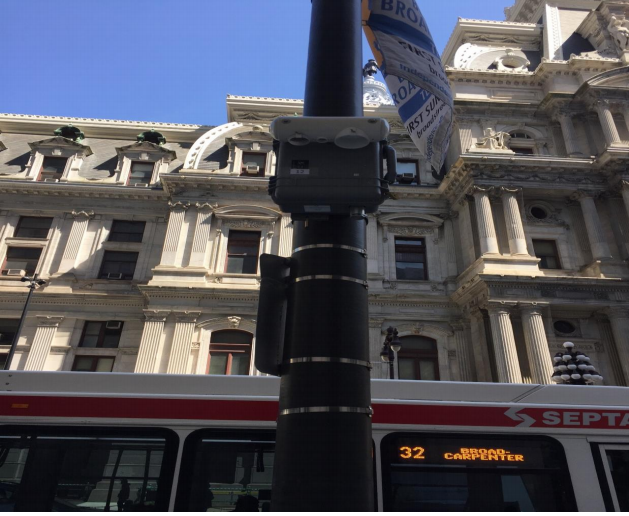 One of the city’s new air monitors is installed near City Hall. (City of Philadelphia)