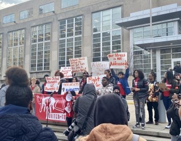 Students rally outside School District headquarters on Jan. 30 demanding better mental health services in schools. (Courtesy of Rebekah Canty)