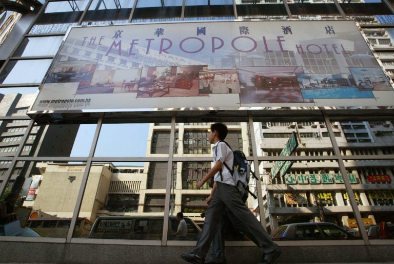 The Metropole Hotel in Hong Kong was ground zero for a super-spreading event during the 2003 SARS outbreak. (K.Y. Cheng/South China Morning Post via Getty Images)