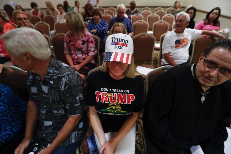 Lisa Mankiewicz sits in the audience during a training session for Women for Trump, An Evening to Empower, in Troy, Mich., Thursday, Aug. 22, 2019. (Paul Sancya/AP Photo)