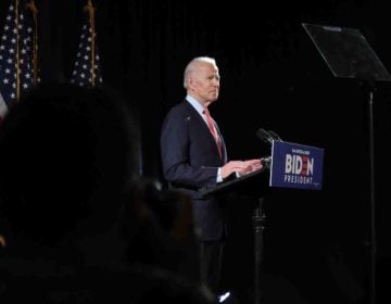 Presidential candidate Joe Biden speaks at the Hotel DuPont about his campaign and the impact of coronavirus on Thursday, March 11, 2020 in Wilmington, Del. (Saquan Stimpson for WHYY)