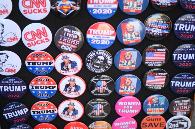 A street vendor's Trump buttons in Scranton, Pa.  (Bastiaan Slabbers for Keystone Crossroads)