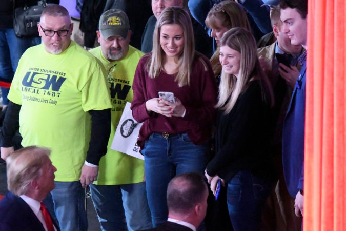 Trump supporters at the Scranton Cultural Center on Thursday following the town hall. (Bastiaan Slabbers for Keystone Crossroads)