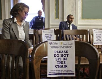 At a March 12 Philadelphia City Council meeting, attendees were told to use every other chair to reduce the chances of exposure to coronavirus. (Emma Lee/WHYY)