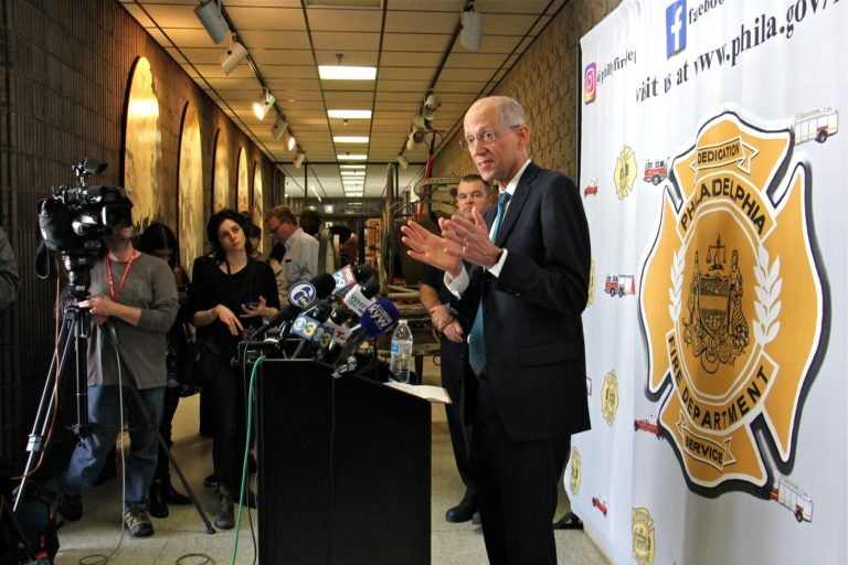 Philadelphia Health Commissioner Thomas Farley answers questions at the city's daily coronavirus briefing at the Fire Administration Building on Friday, March 13, 2020. (Emma Lee/WHYY)