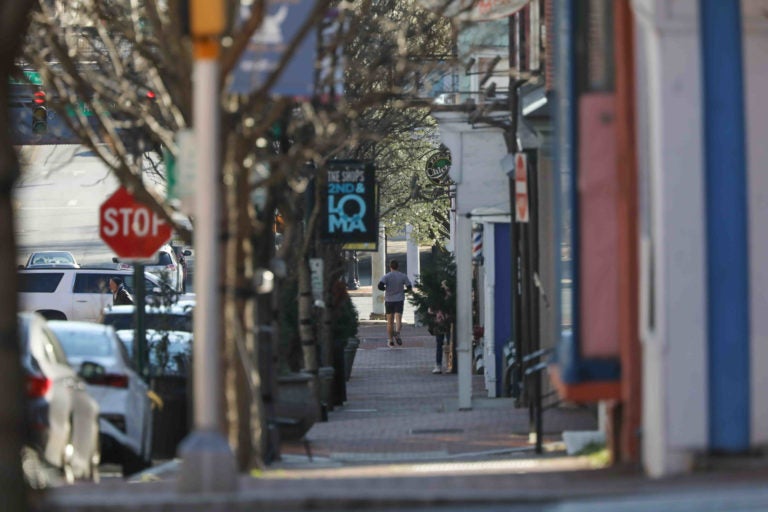 A jogger can be seen in the distance running in Wilmington