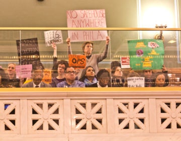 People in support of and opposed to Philadelphia’s Safehouse injection site protested in City Council on March 5, 2020. (Kimberly Paynter/WHYY)