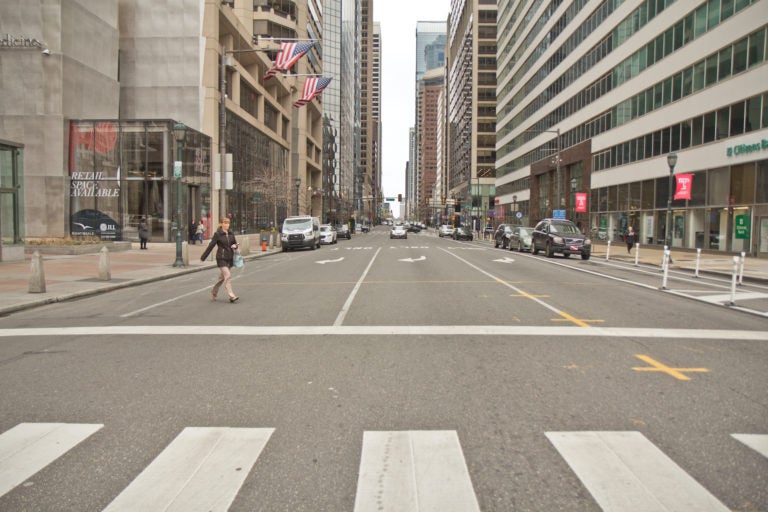 Philadelphia streets have slowed down in the wake of the coronavirus shutdown. (Kimberly Paynter/WHYY)