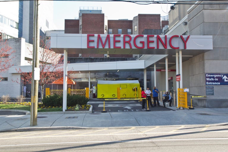 COVID-19 testing facility at Penn Presbyterian Hospital in Philadelphia. (Kimberly Paynter/WHYY)
