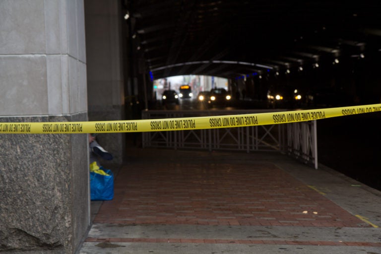 The City of Philadelphia cleared the encampments of people living in tunnels beneath the Pennsylvania Convention Center Monday. (Kimberly Paynter/WHYY)