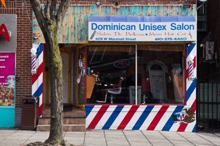 A barbershop in Norristown is closed due to the coronavirus pandemic.