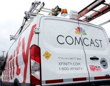 A Comcast van is pictured on a Philly street