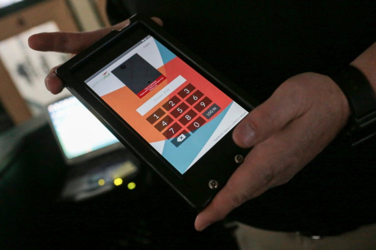 In this Nov. 14, 2017 photo, a Telmate tablet that allows inmates to surf the Internet, play games, and video chat with friends and family is displayed at the Bonneville County Jail in Idaho Falls, Idaho. (John Roark/The Idaho Post-Register via AP)