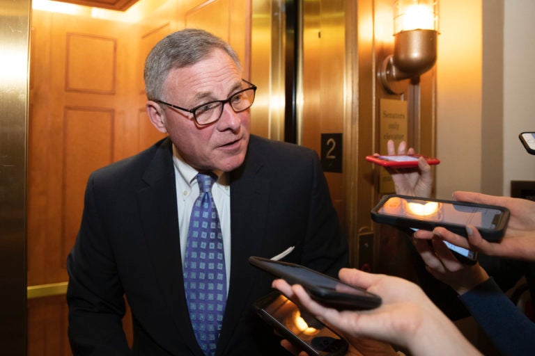 Sen. Richard Burr, R-N.C., speaks with reporters on Capitol Hill, Tuesday, Feb. 4, 2020 in Washington. (AP Photo/Alex Brandon)