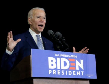 Democratic presidential candidate former Vice President Joe Biden speaks during a primary election night rally Tuesday, March 3, 2020, in Los Angeles. (Marcio Jose Sanchez/AP Photo)