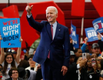 Democratic presidential candidate former Vice President Joe Biden speaks during a campaign rally at Renaissance High School in Detroit, Monday, March 9, 2020. (AP Photo/Paul Sancya)