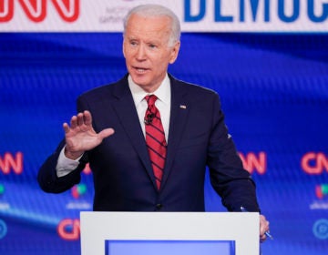 Former Vice President Joe Biden, participates in a Democratic presidential primary debate at CNN Studios in Washington, Sunday, March 15, 2020. (Evan Vucci/AP Photo)