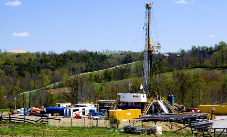 In this April 23, 2010 photo, a Chesapeake Energy natural gas well site is seen near Burlington, Pa., in Bradford County. (Ralph Wilson/AP Photo)