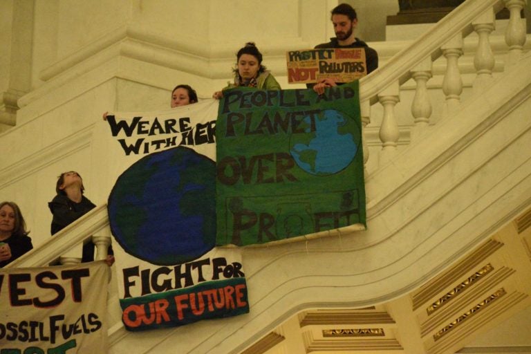 Opponents of House Bill 1100 gather in the state Capitol on March 9, 2020. (Ed Mahon/PA Post)