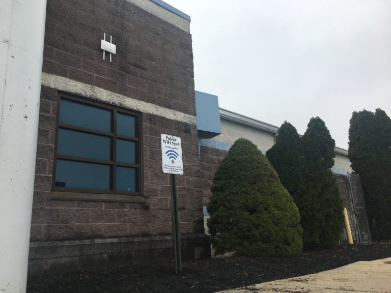 New public WiFi transmitters have been installed here at the Garfield Park Police Athletic League building and other facilities in New Castle County to provide free internet to residents who don't have access. (Mark Eichmann/WHYY)
