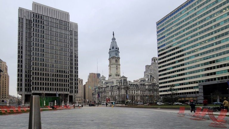 Love Park is empty during the coronavirus lockdown. (Mark Henninger/Imagic Digital)