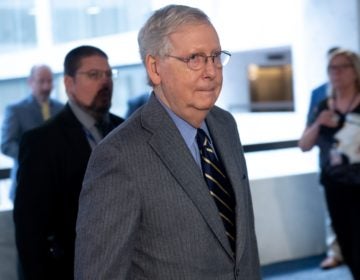Senate Majority Leader Mitch McConnell, R-Ky., arrives on Capitol Hill to attend a meeting to discuss a potential economic bill in response to the coronavirus on March 20, 2020.  (Saul Loeb/AFP via Getty Images)