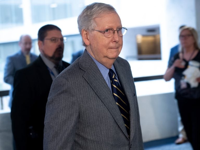 Senate Majority Leader Mitch McConnell, R-Ky., arrives on Capitol Hill to attend a meeting to discuss a potential economic bill in response to the coronavirus on March 20, 2020.  (Saul Loeb/AFP via Getty Images)