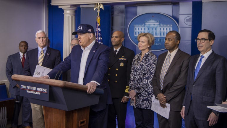 President Trump speaks Saturday at the White House. Officials said a travel restriction would expand to the U.K. and Ireland Monday. President Trump speaks Saturday at the White House. Officials said a travel restriction would expand to the U.K. and Ireland Monday. (Tasos Katopodis/Getty Images)