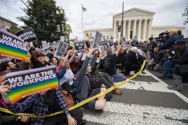 Supporters of LGBTQ rights took to the street in a demonstration in front of the U.S. Supreme Court last October. (Manuel Balce Ceneta/AP)