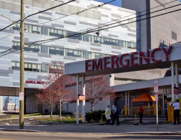 COVID-19 testing facility at Penn Presbyterian Hospital in Philadelphia. (Kimberly Paynter/WHYY)