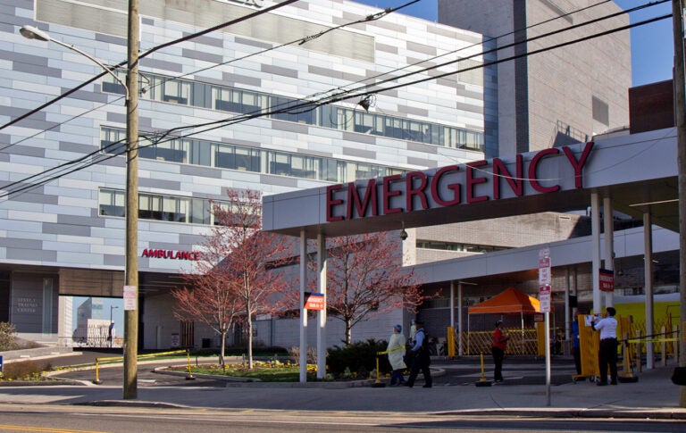 COVID-19 testing facility at Penn Presbyterian Hospital in Philadelphia. (Kimberly Paynter/WHYY)