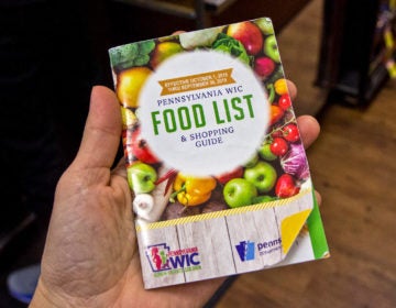 A 2018-19 WIC food guide at a supermarket in South Philadelphia. (Kimberly Paynter/WHYY)