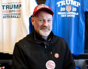 Andy Meehan is running for Congress in Pennsylvania's First Congressional District against incumbent Republican Brian Fitzpatrick. In February, he found the Trump Store to be a great location to collect signatures for the ballot. (Becca Haydu for WHYY)