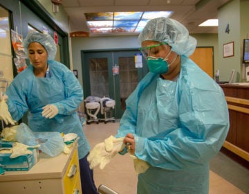 Medical personnel at Holy Name Medical Center in Teaneck, New Jersey