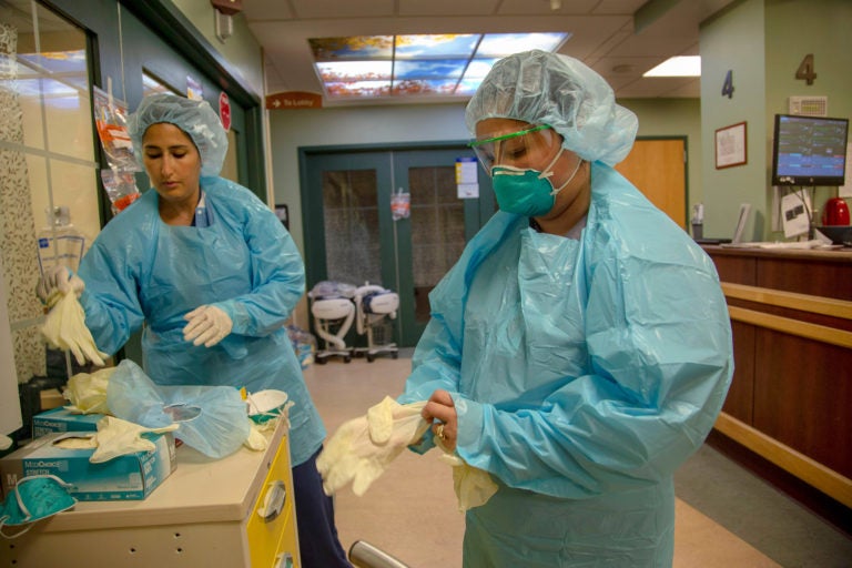 Medical personnel at Holy Name Medical Center in Teaneck, New Jersey