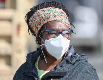 Appoquinimink School District social worker Jackee Wade at the Fredrick Lodge Manufactured Home Community in Townsend, Del. on Wednesday, April 8, 2020. (Saquan Stimpson for WHYY)