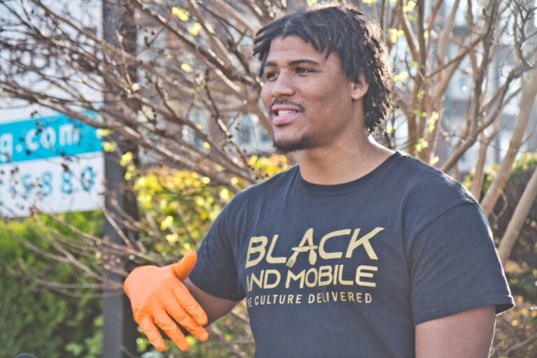 David Cabello is the owner of Black and Mobile, a delivery business focused on connecting Black restaurant owners to customers. (Kimberly Paynter/WHYY)